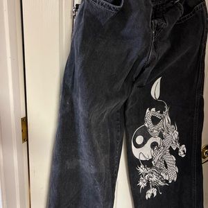 JNCO black painted vintage jeans